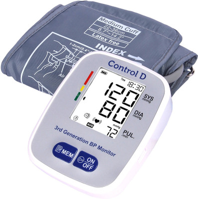 Control D 3rd Generation USB Port Pulse Check & BP Machine Automatic Digital Electronic Blood Pressure Monitor Large Cuff Bp Monitor(Silver, White)
