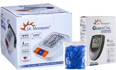 Dr. Morepen bp 09,bg 03 glucometer and naulakha lancets Bp Monitor(white,grey,blue)