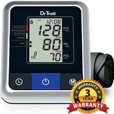 Dr Trust (USA) Fully Automatic Digital Blood Pressure Checking Machine with MDI Technology Model No. 122 (Adaptor included) NO BACKLIGHT Bp Monitor(Black)