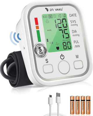 DR VAKU Digital Blood Pressure Machine Upper Arm Adjustable Cuff Kit with Most Accurate Measurement, Talking Function, Intelligence Technology Bp Monitor(White)