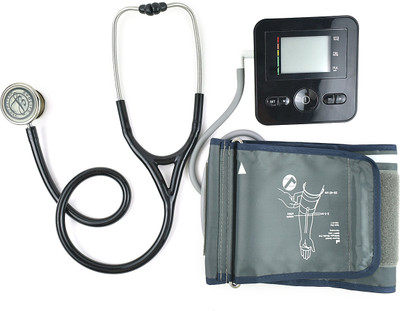 Dishan BM-30 Digital Upper Arm Pluse Measurement Monitor With Double Heart Stethoscope combo Bp Monitor(Black)