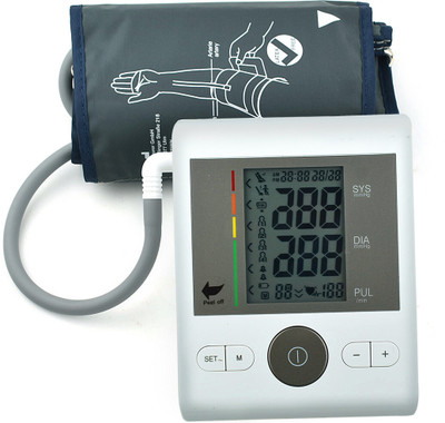 Dishan BM 28 Fully Automatic Battery Powered Pressure Checking Machine with AC Adapter, Heartbeat Detection & Memory Function, Digital Bp Monitor(White)