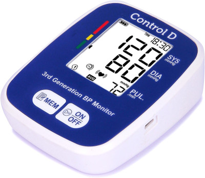 Control D 3rd Generation USB Port Pulse Check & BP Machine Automatic Digital Electronic Blood Pressure Monitor Large Cuff Bp Monitor(Blue, White)