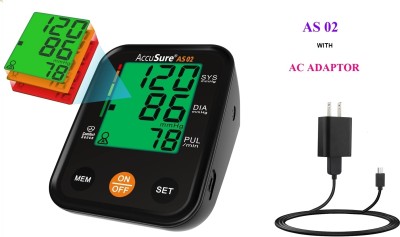 AccuSure AS 02 Fully Automatic Digital Blood Pressure Monitor with USB Compatibility Bp Monitor(Black)
