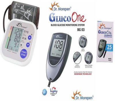 Dr. Morepen bp-02 with glucometer and 25strips Bp Monitor(White)