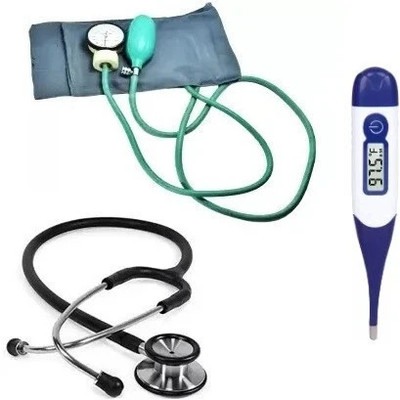 RnB Combo Aneroid Sphygmomanometer Doctor Manual Blood Pressure Monitor with Professional Stethoscope and Digital Thermometer Set Bp Monitor(Multicolor)