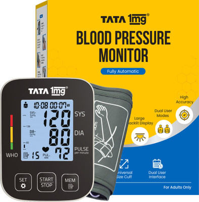 TATA 1mg T1MG/BP05 Blood Pressure Monitor|Fully Automatic, Large Display, Dual User Memory Bp Monitor(Black)