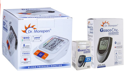 Dr. Morepen BP-15 Blood Pressure Monitor and Glucometer 25 strips combo pack BP-15 , Gluco, 25strips Bp Monitor(White)