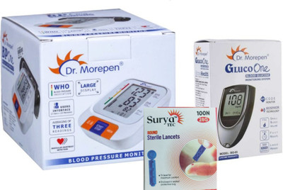 Dr. Morepen BP-15 Blood Pressure Monitor , Glucometer and infi lancets combo pack BP-15 , Glucometer, lancets Bp Monitor(White)