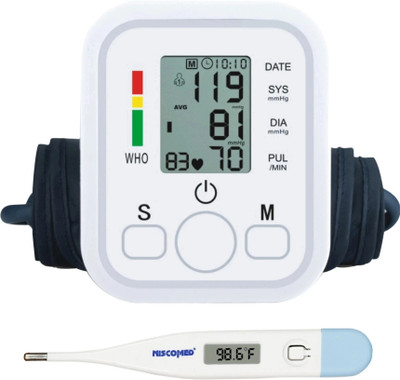NISCOMED digital blood pressure monitor with digital thermometer PW-222 Bp Monitor(White)