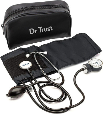Dr Trust (USA) Clock Dial Type Aneroid Palm Manual Professional Sphygmomanometer with Stethoscope & Pressure Gauge Blood Pressure Machine (Adult Cuff & Carry Case Included) Bp Monitor(Black)