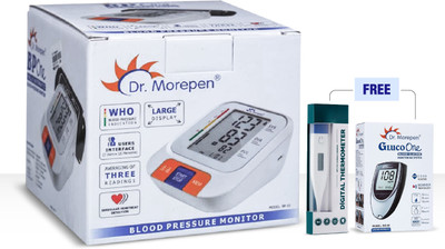 Dr. Morepen Automatic BP-15 Blood Pressure Monitor and BG-03 Blood Glucose Monitor & Thermometer Bp Monitor(White)