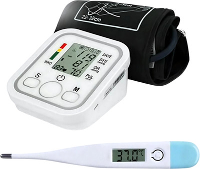 Balson Combo Pack BLSN-555 BP Monitor for Pressure Measurement Home Use Fully Automatic & BLSN-45 Clinically Tested Digital Thermometer I Bp Monitor(White)