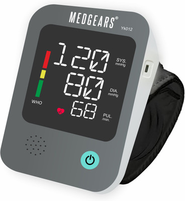 MEDGEARS Fully Automatic Digital Blood Pressure Monitor With Intellisense Technology Most Accurate Measurement - Arm Circumference (446mm x 146mm) Bp Monitor(White & Grey)
