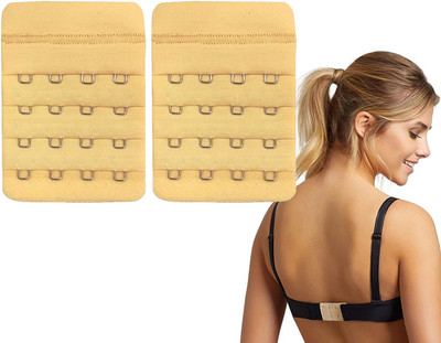 Aakriti Women's Soft Comfortable Elastic Bra Extenders Bra Extension | Bra Band 4 Row 4 Hook Extender(Beige Pack of 2)