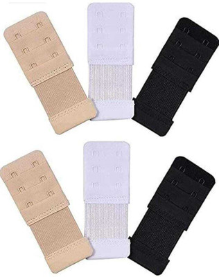 Hunt right Multi color Elastic 2 Hook Bra Extender Strap Extender(Beige, Black, White Pack of 6)