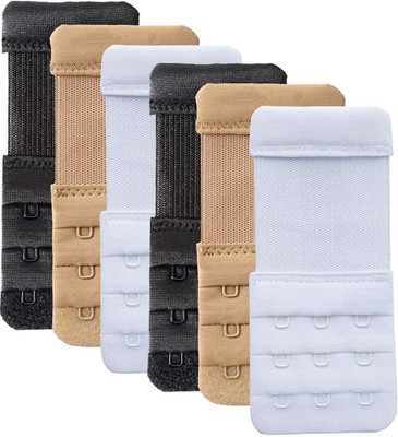 Winks Bra Hook Extender-2 Hook - 3 Eye (with Extra Elastic) Bra Extensions Hook Extender(Beige, Black, White Pack of 6)