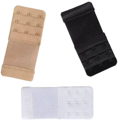 Fitleza Premium 3 Hook Bra Extender for Women | Pack of 3 Beige White Black Hook Extender(White, Black, Beige Pack of 3)