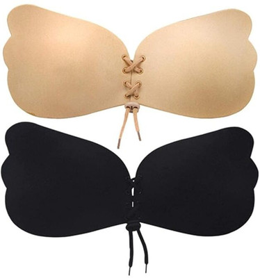 Mynix Backless Silicone Stick-On Bra Women Stick-on Lightly Padded Bra(Black, Beige)