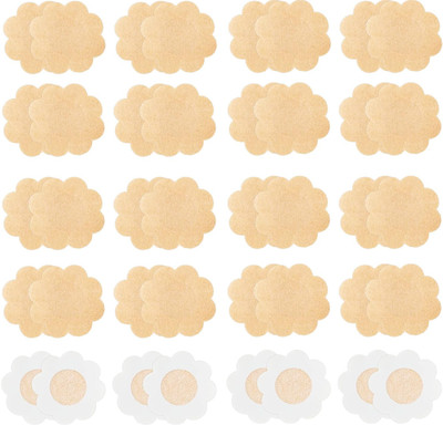 Akhuratha Women Self Adhesive Nipple Cover Cotton Ultra-thin Flower Shape Nipple Pasties Cotton Peel and Stick Bra Petals(Beige Pack of 20)