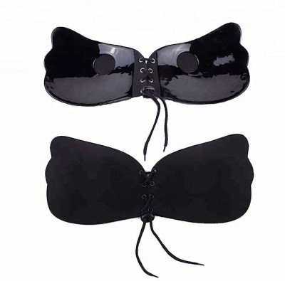 DN BROTHERS Women Silicone Stick-on Lightly padded WireFree PushUp Invisible Bra DN72 Cotton Push Up Bra Pads(Black Pack of 1)