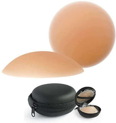 Q4S Premium Silicone Nipple Cover - Reusable Stick Bra Petal for Women's Comfort Silicone Peel and Stick Bra Petals(Beige Pack of 2)