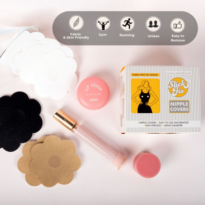 SLICKFIX Silicone Peel and Stick Bra Petals(Black Pack of 20)