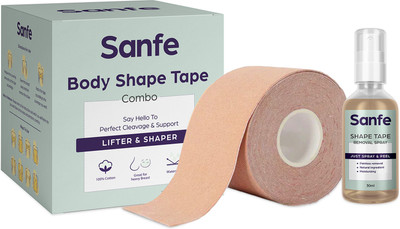 Sanfe Flix Breast Roll-Body Shaper & Lifter, Breathable Body Support Boobtape Cotton Peel and Stick Bra Petals(Brown Pack of 1)