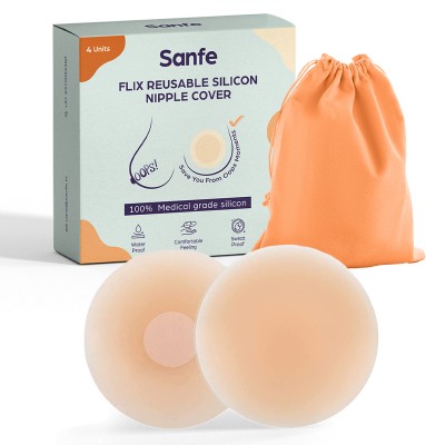 Sanfe Flix Reusable Silicone Nipple Cover, Medical grade silicone Silicone Cup Bra Pads(Beige Pack of 4)