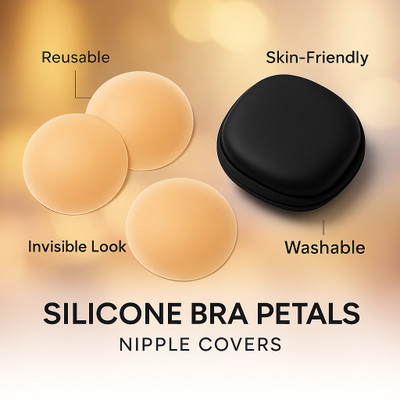 BareEase Reusable Storage Silicone Peel and Stick Bra Petals Silicone Peel and Stick Bra Petals(Beige Pack of 2)