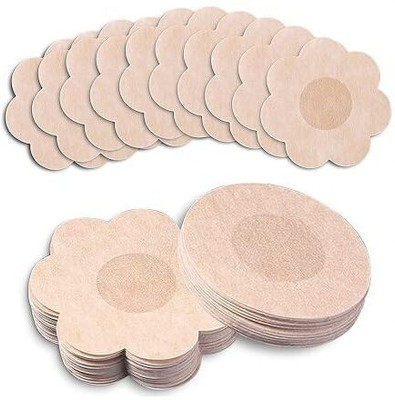 GOTIPRIDE 10 Pcs Nipple Cover Silicone, Cotton Peel and Stick Bra Petals(Beige Pack of 1)