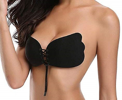 ASTOUND Silicone gel Stick-On Bra Women Stick-on Lightly Padded Bra(Black)