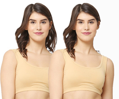 dazico Women Sports Non Padded Bra(Beige)