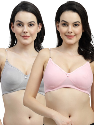 Shyam Sons FLAIR NWFemina Double Layered Cup Women T-Shirt Non Padded Bra(Pink, Grey)