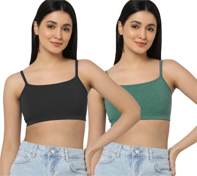 Beach Curve Nora Bra Women T-Shirt Non Padded Bra(Black, Green)