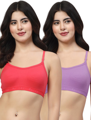 LILY 3321 Women Sports Non Padded Bra(Red, Purple)