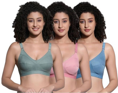 Rymestyle Full coverage heavy bust Premium Net bra Women Full Coverage Non Padded Bra(Multicolor)