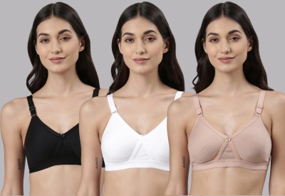 Dollar Missy Wire-Free Crossover Support Everyday Women Everyday Non Padded Bra(Black, Beige)