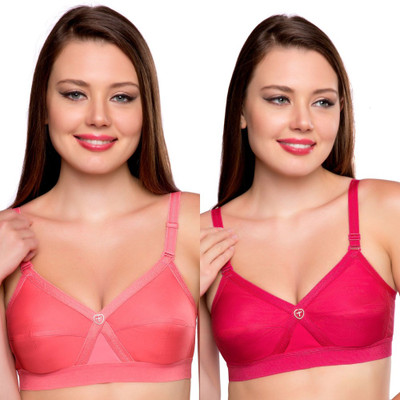 Trylo KPL COMBO 38 Coral & Rasberry D - CUP Women Full Coverage Non Padded Bra(Pink)