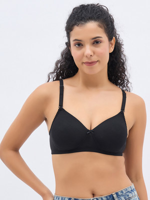 Clovia Padded Non-Wired T-Shirt Bra Women T-Shirt Lightly Padded Bra(Black)