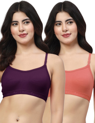 LILY 3321Mino Women Sports Non Padded Bra(Purple, Red)