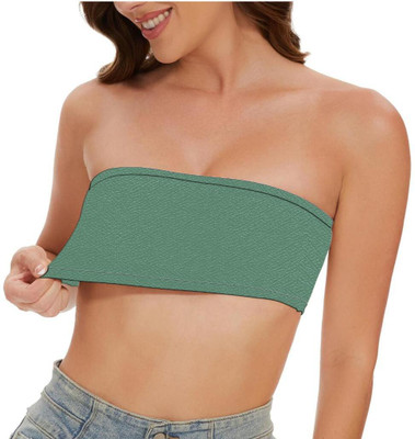 jovo Women Bandeau/Tube Non Padded Bra(Light Green)