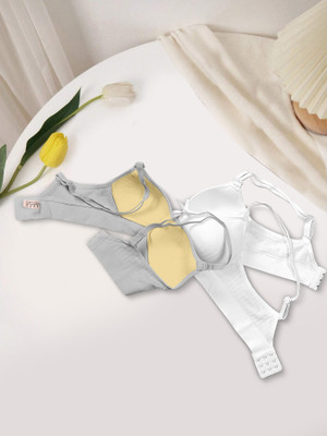NAGARVEL CREATION A/309-GRY/WHT-P02-34 Women Push-up Lightly Padded Bra(Multicolor)