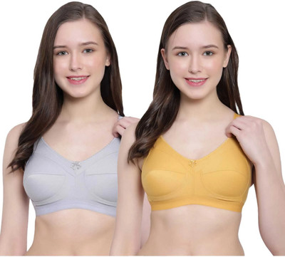 Bella Beauty Non Padded Full Coverage Seamed-Cup T-Shirt Bras Women Everyday Non Padded Bra(Grey, Yellow)