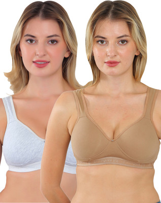FigureFit Zara Women Sports Lightly Padded Bra(Grey, Brown)