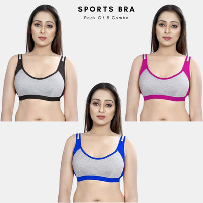 Creative Universal Sports Bra For Daliy Use For Womens Women Sports Non Padded Bra(Multicolor)