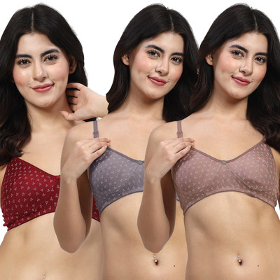 LILY itidaMino Women T-Shirt Non Padded Bra(Brown, Grey, Maroon)