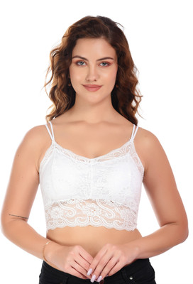 VALZER women bra Bralette Net Design, Bra Lightly Padded bra for women Women Full Coverage Lightly Padded Bra(White)