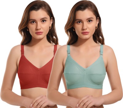 ELINA Women Minimizer Non Padded Bra(Maroon, Light Green)