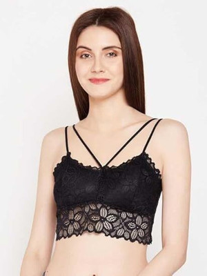 Skstoreeee Women Bralette Lightly Padded Bra(Black)